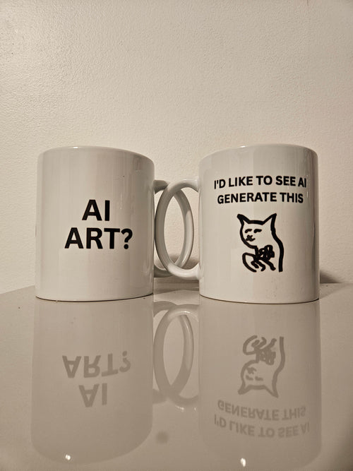 Cat Doodle Mug "AI Art? I'd like to see AI generate this" by Embrace the Strange