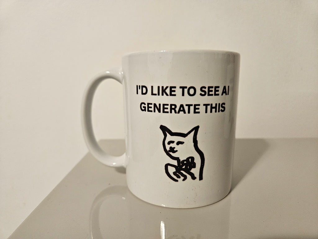 Cat Doodle Mug "AI Art? I'd like to see AI generate this" by Embrace the Strange