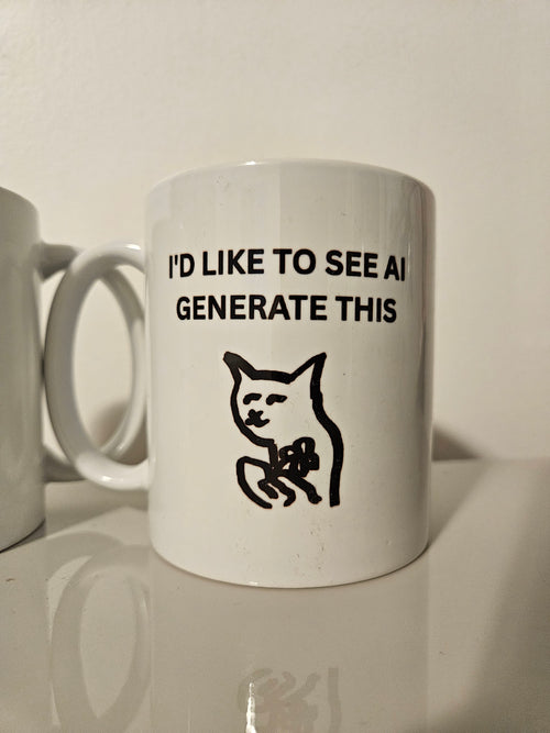 Cat Doodle Mug "AI Art? I'd like to see AI generate this" by Embrace the Strange